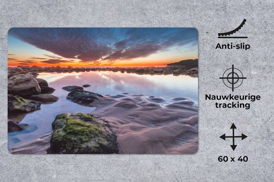 Tapis de bureau 60 x 40 cm - Tapis de souris Roches - Water - Nature - Tapis de bureau XL - Protection de bureau - Tapis de souris Ordinateur