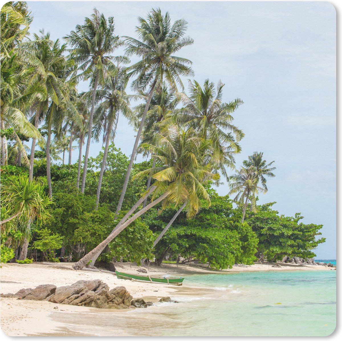 Muismat 30x30 cm - Mousepad Palmbomen - Strand - Zomer - Tropisch - Muismatten