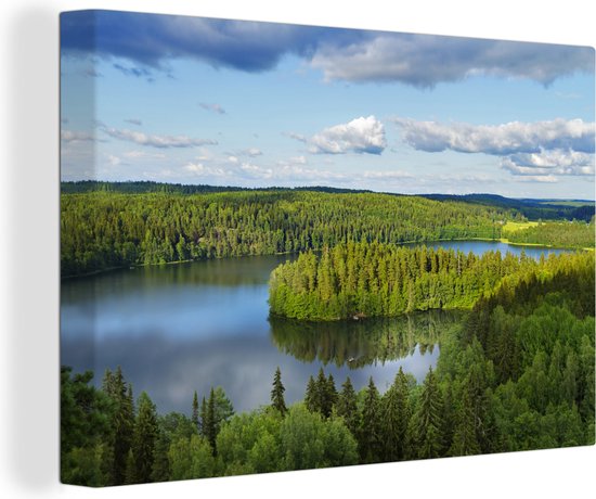Uitzicht op meren  Canvas 30x20 cm - Foto print op Canvas schilderij (Wanddecoratie)