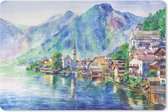 Bol.com Bureau onderlegger - Muismat - Bureau mat - Schilderij - Architectuur - Water - Bergen - Olieverf - 60x40 cm aanbieding