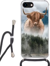 Coque avec cordon iPhone 7 - Highlander écossais - Vaches - Brouillard - Siliconen - Bandoulière - Coque arrière avec cordon - Coque pour téléphone avec cordon - Coque avec corde