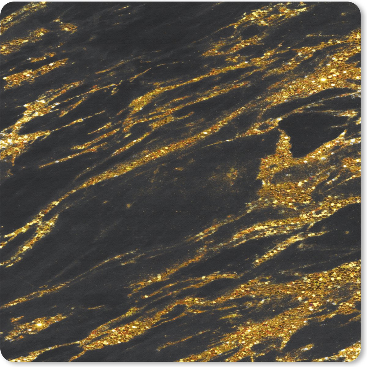 Muismat 20x20 cm - Mousepad Marmer - Goud - Zwart - Muismatten
