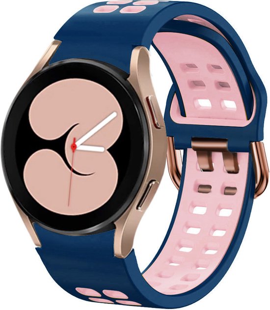 Strap-it Smartwatch bandje - sport square bandje perfect fit geschikt voor Samsung Galaxy Watch 4 / Galaxy Watch 4 Classic / Samsung Galaxy Watch 5 / Galaxy Watch 5 Pro / Galaxy Watch 6 / Galaxy Watch 6 Classic - blauw/roze