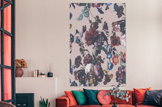 Peintures sur Toile - Fleurs - Motifs - Vintage - 120x180 cm - Décoration murale XXL