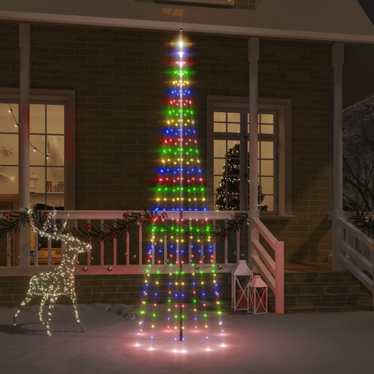 Prolenta Premium - Vlaggenmast kerstboom 310 LED's meerkleurig 300 cm