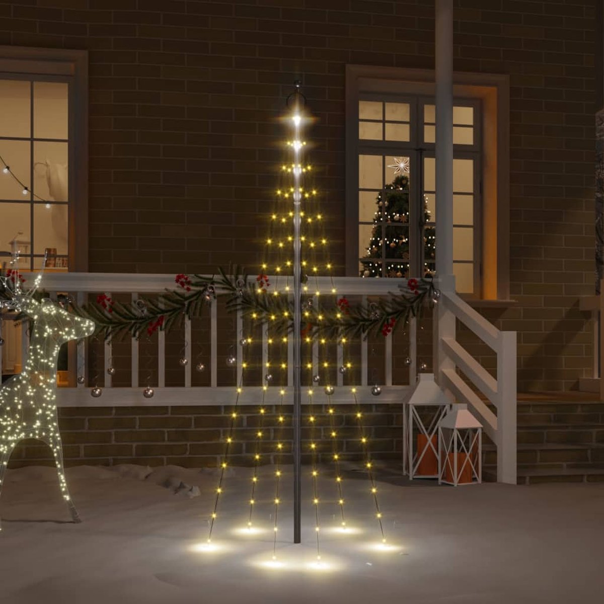 Prolenta Premium - Vlaggenmast kerstboom 108 LED's warmwit 180 cm