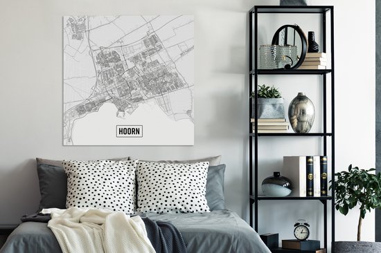 Tableau sur Toile City Map Hoorn - 90x90 cm - Décoration murale - Carte
