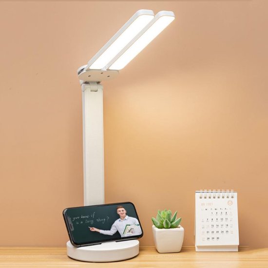 GLITI Led-bureaulamp, dubbele kop, 13 W, met adapter, 5