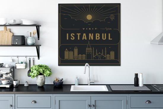 Peintures sur toile - Vue sur la ville d'Istanbul - noir - 90x90 cm - Décoration murale