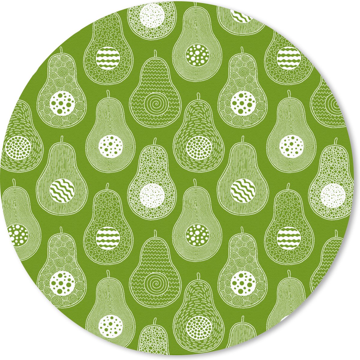 Muismat rond 30x30 cm - Mousepad Avocado - Patronen - Groen - Ronde muismatten