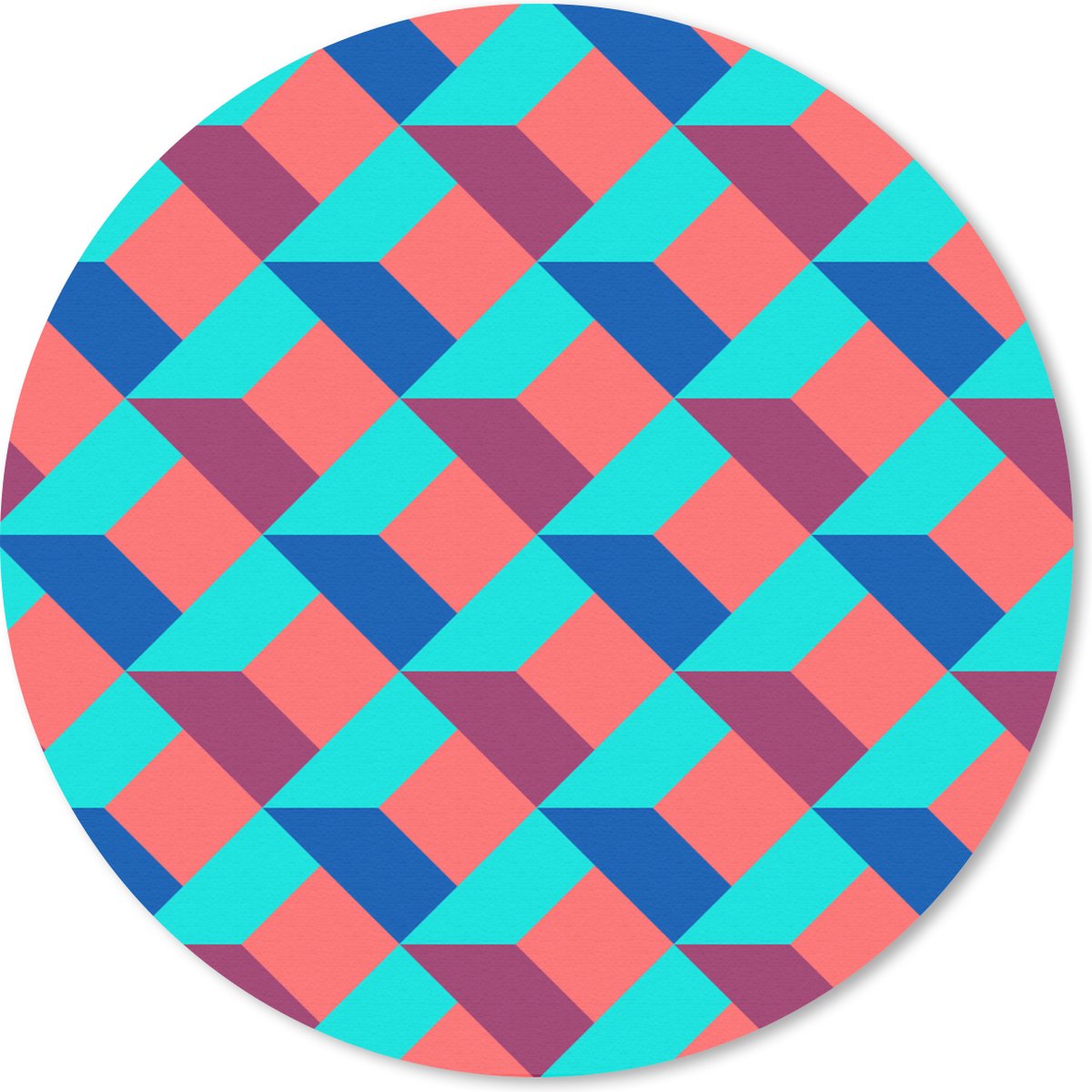Muismat rond 20x20 cm - Mousepad Blokken - Patronen - 3D - Ronde muismatten