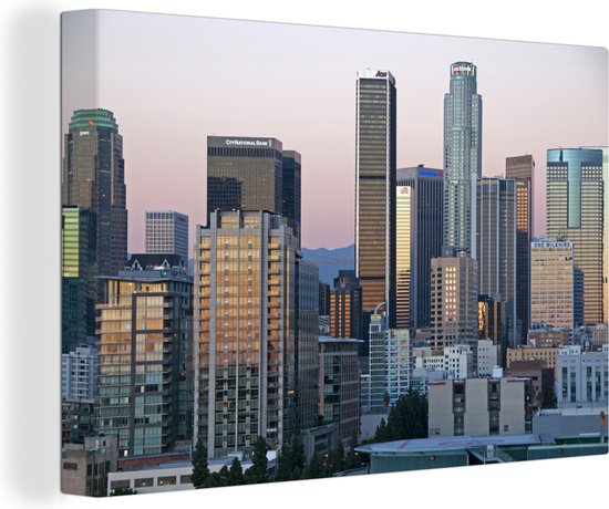 Los Angeles in het avondlicht Canvas 120x80 cm - Foto print op Canvas schilderij (Wanddecoratie)