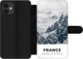 Bookcase Geschikt voor iPhone 12 Pro Max telefoonhoesje - Frankrijk - Bergen - Sneeuw - Met vakjes - Wallet case met magneetsluiting