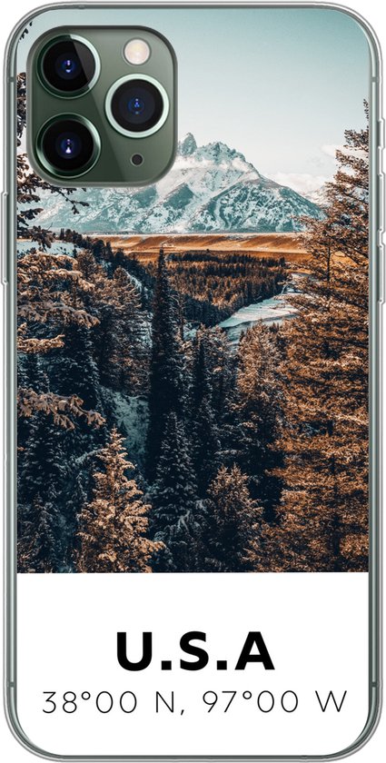 Coque iPhone 11 Pro - Amérique - Montagnes - Arbres - Coque de téléphone en Siliconen