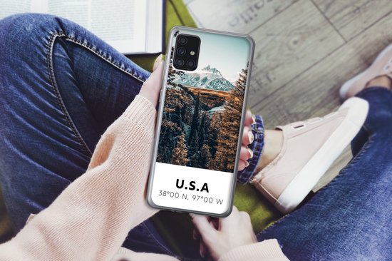 Telefoonhoesje Geschikt voor Samsung Galaxy A52 5G hoesje - Amerika - Bergen - Bomen - Siliconen Telefoonhoesje Telefoonhoesje
