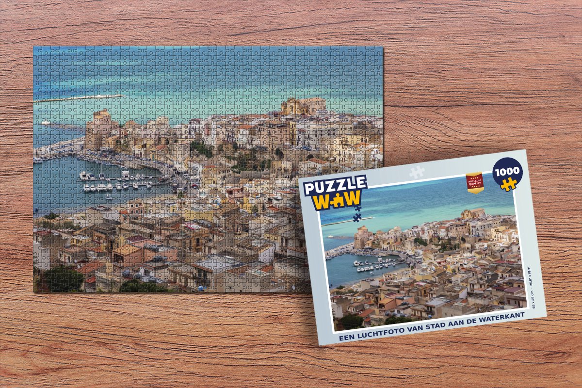 Puzzel Een luchtfoto van stad aan de waterkant - Legpuzzel - Puzzel 1000 stukjes volwassenen