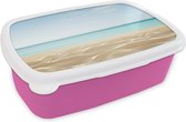 Broodtrommel Roze - Lunchbox - Brooddoos - Strand - Zee - Zand - 18x12x6 cm - Kinderen - Meisje