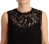 Zwarte mouwloze mini-jurk met bloemenkant