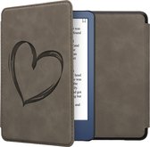 kwmobile e reader hoes geschikt voor Amazon Kindle (2022) - Case van kunstleerleer - Brushed Hart design - In grijs