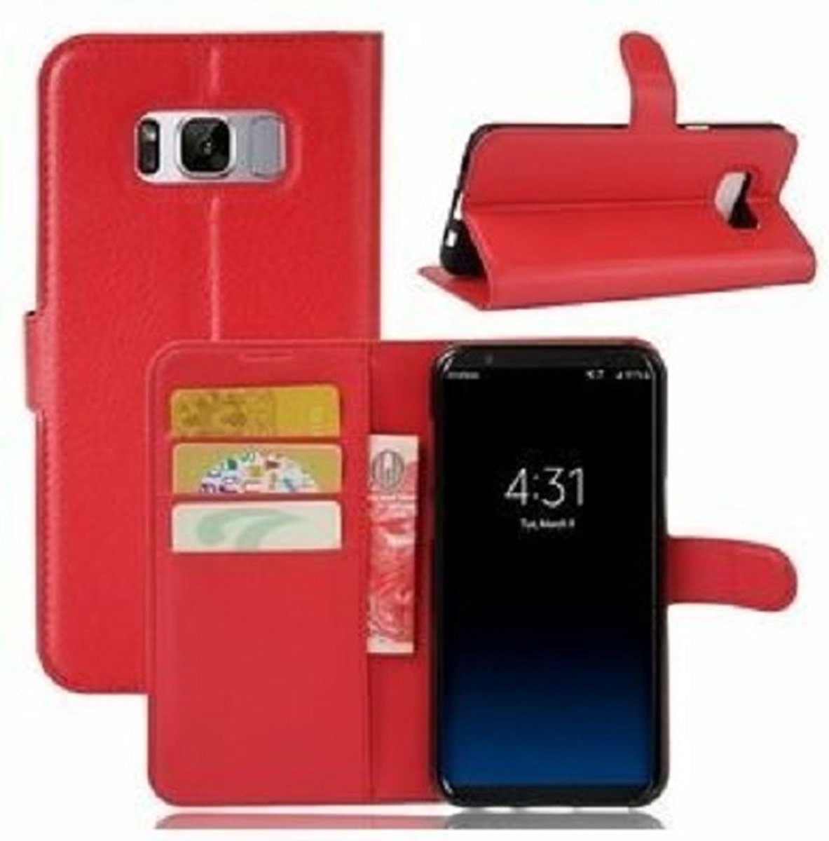 Samsung S8 PLUS Hoesje Met Pasjeshouder Bookcase Rood