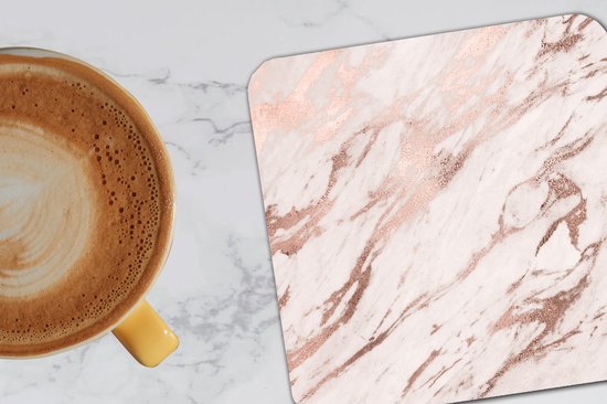 Sous-verres -verres - Marbre - Wit - Rose - 10x10 cm - 6 pièces