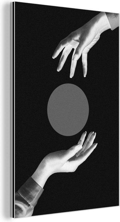 Décoration murale Métal - Aluminium Peinture Industrielle - Mains - Rétro - cercle - 80x120 cm - Dibond - Photo sur aluminium - Décoration murale industrielle - Pour le salon / chambre