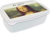 Broodtrommel Wit - Lunchbox - Brooddoos - Mona Lisa - Da Vinci - Kunst - 18x12x6 cm - Volwassenen