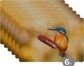 Placemat - Placemats kunststof - IJsvogel - Natuur - Vogel - 45x30 cm - 6 stuks - Hittebestendig - Anti-Slip - Onderlegger - Afneembaar