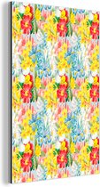 Wanddecoratie Metaal - Aluminium Schilderij Industrieel - Bloemen - Lente - Collage - 80x120 cm - Dibond - Foto op aluminium - Industriële muurdecoratie - Voor de woonkamer/slaapkamer