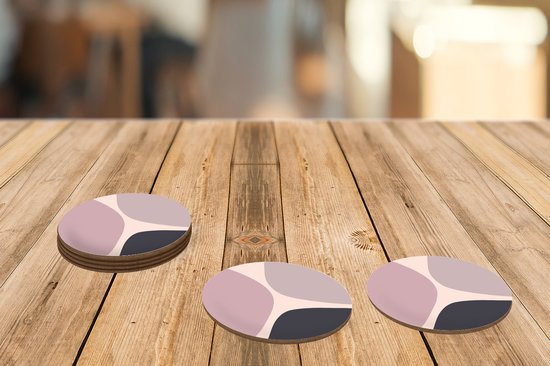 Sous-verres pour verres - Ronds - Pastel - Design - Minimalisme - 10x10 cm - Sous-verres en verre - 6 pièces