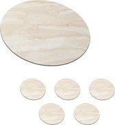 Sous-verres pour verres - Ronds - Marbre - Lime - Sable - Texture - 10x10 cm - Sous-verres en verre - 6 pièces