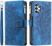 Telefoonhoesje geschikt voor Samsung Galaxy A13 - Portemonnee met rits - book-case hoesje - ruimte voor 8 pasjes - mandala blauw