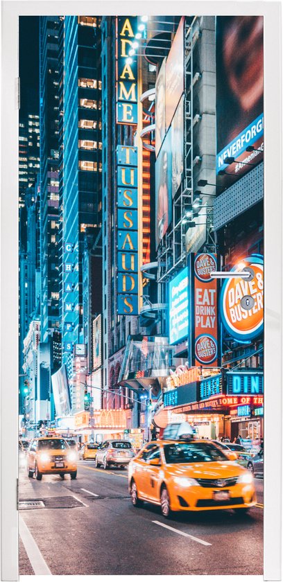 Deursticker New York in de nacht - 85x215 cm - Deurposter