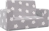 vidaXL Canapé pour enfants - Peluche - Gris clair - 84 x 39 x 50,5 cm - Étoiles - Canapé