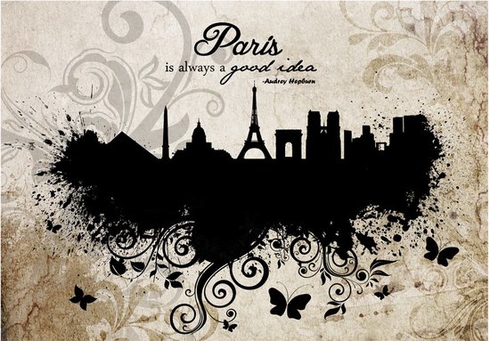 Papier peint photo King - Papier peint - Papier peint non tissé - Papier peint photo - Paris est toujours une bonne idée - Paris Vintage - Art rétro - 200 x 140 cm