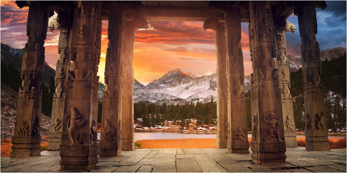 Fotobehang XXL - Trail of rocky temples.