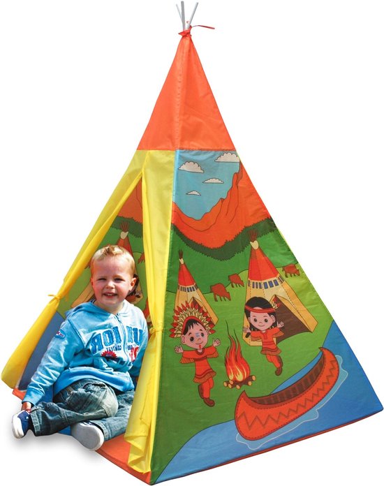 Tipi tent kinderen - 100x100x135 cm - Indianen print - oranje — afbeelding 5