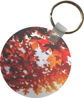 Porte-clés - Feuilles d'automne - Décoration champêtre - Soleil - Plastique - Rond - Cadeaux à distribuer