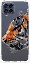 Anti Shock Bumper Case Geschikt voor Samsung Galaxy M53 Smartphone hoesje met doorzichtige rand Tiger