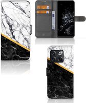 Etuis Portefeuille Compatible avec Cuir Flip Cover Fermeture magnétique pour OnePlus 10T Coque Blanc Marbre Noir