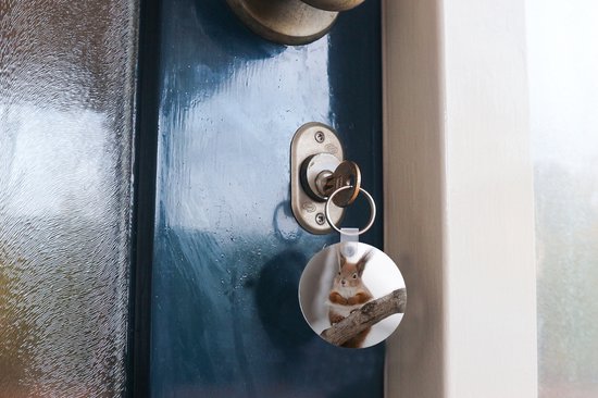 Porte-clés - Écureuil - Arbre - Flocon - Hiver - Plastique - Rond - Cadeaux à distribuer