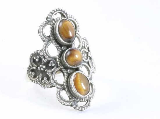 Armband heren tijgeroog disk - Zilver & Zoet