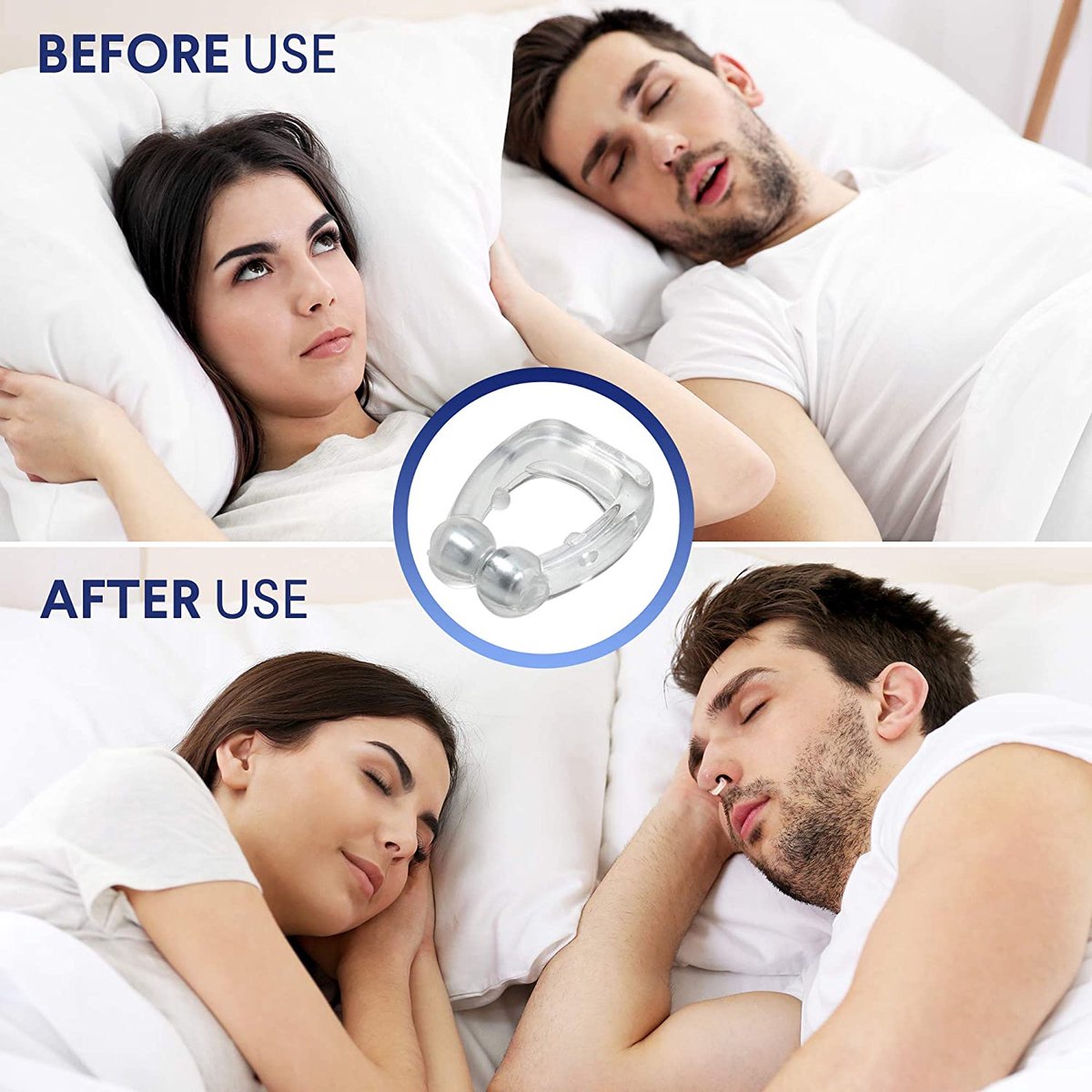 Borvat® |  Clipple Anti-snurkapparaat Siliconen Magnetisch Anti-snurken Neusklem Effectief-gemakkelijk Stop snurken Oplossing Professioneel slaaphulpmiddel Verlicht snurken voor mannen vrouwen - 4 STU
