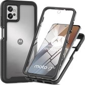 Motorola Moto G32 Hoesje | Met ingebouwde screenprotector | Full Protect valbescherming | Doorzichtig / Zwart