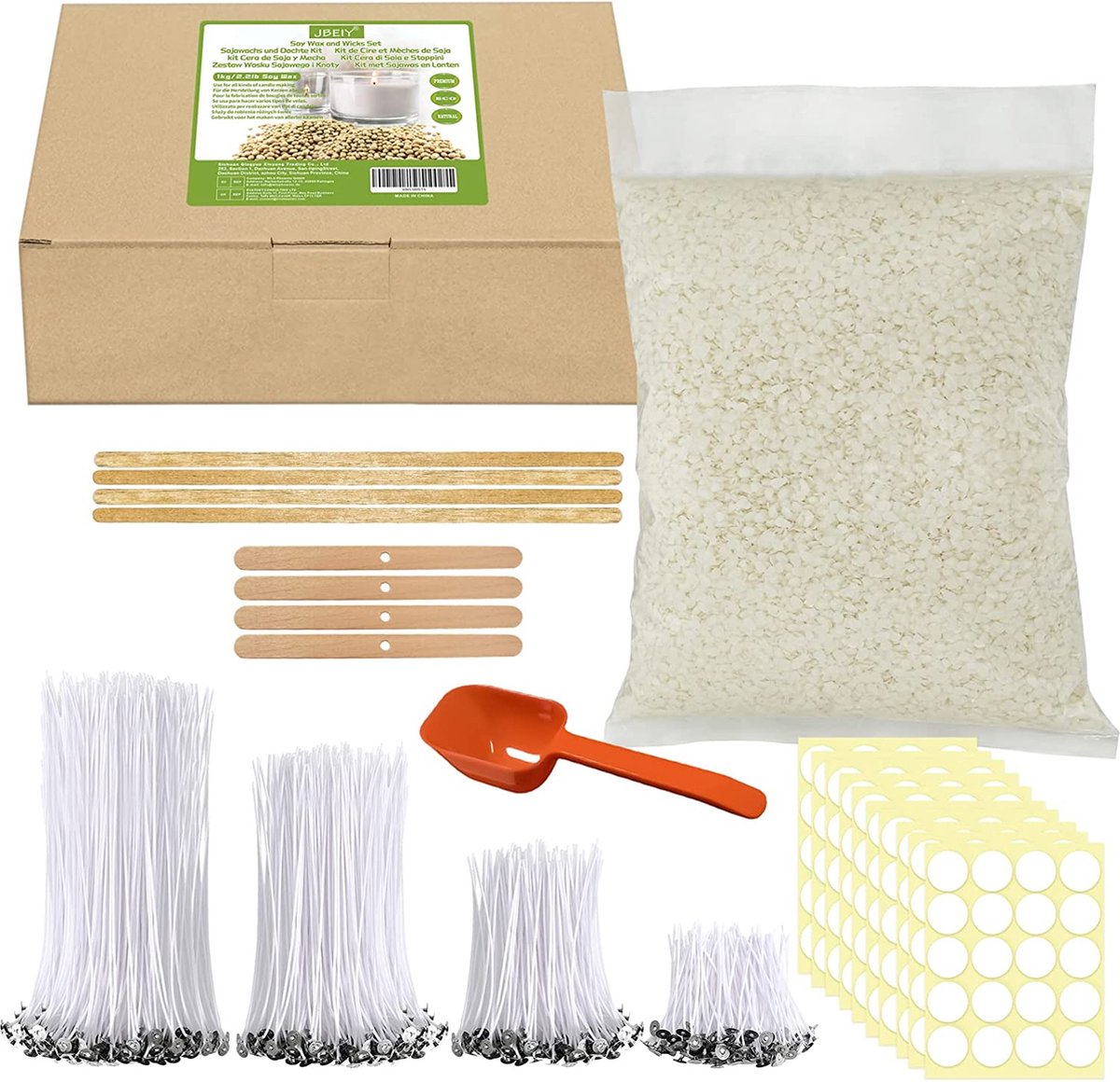 Kaarsenmakerset DIY Kaarsen handwerk - kaars Craft Set, Wicks, Essences, kleurstoffen 200 stuks