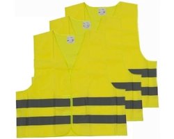 3x Veiligheidsvesten/hesjes geel voor volwassenen