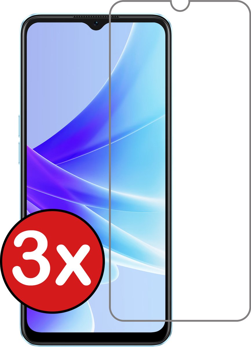 Screenprotector - 3 Stuks - Geschikt voor OPPO A17 - Extra Sterk - Beschermglas - Gehard Glas - Tempered Glass - Screen Protector