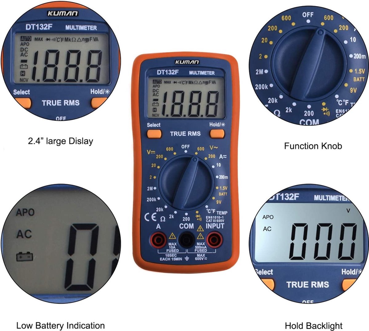 Kuman digitale Multimeter - Voltmeter, Ampèremeter, Ohmmeter ...