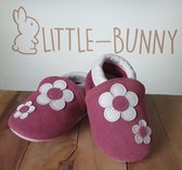 LITTLE-BUNNY suède leren babysloffen roze bloemen 6-12 maanden meisje schoentjes