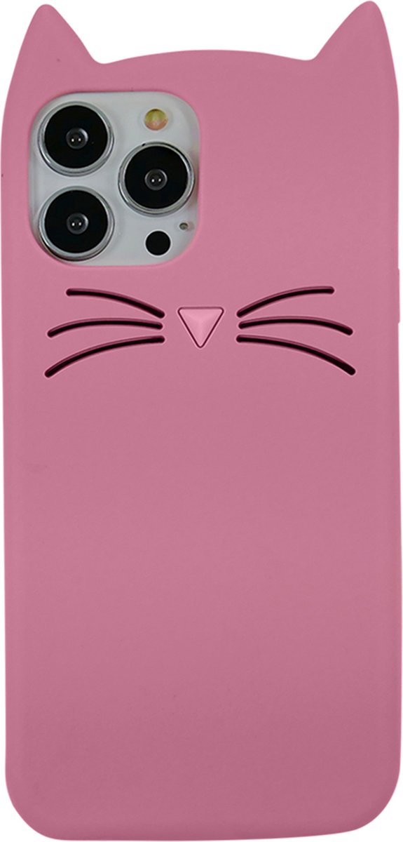 Peachy Schattige kat siliconen hoesje geschikt voor iPhone 12 Pro Max - roze